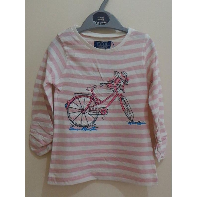 Minoti - Girls Striped Long Sleeves Top (Petal3Pink)