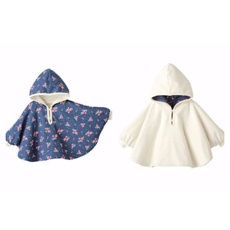 Reversible Winter Hooded Coat with Hood White / Motif Blue