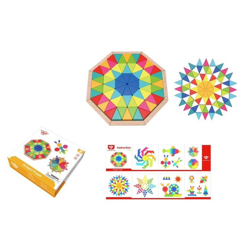 Tooky Toy - 73 Pcs Wooden Octagon Puzzle
