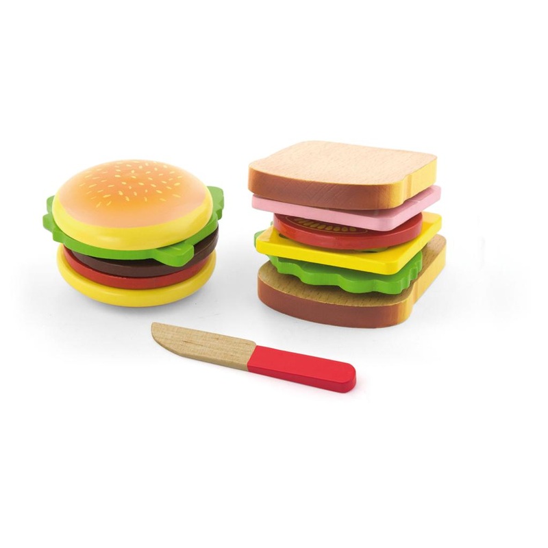 Viga - Wooden Hamburger & Sandwich Set