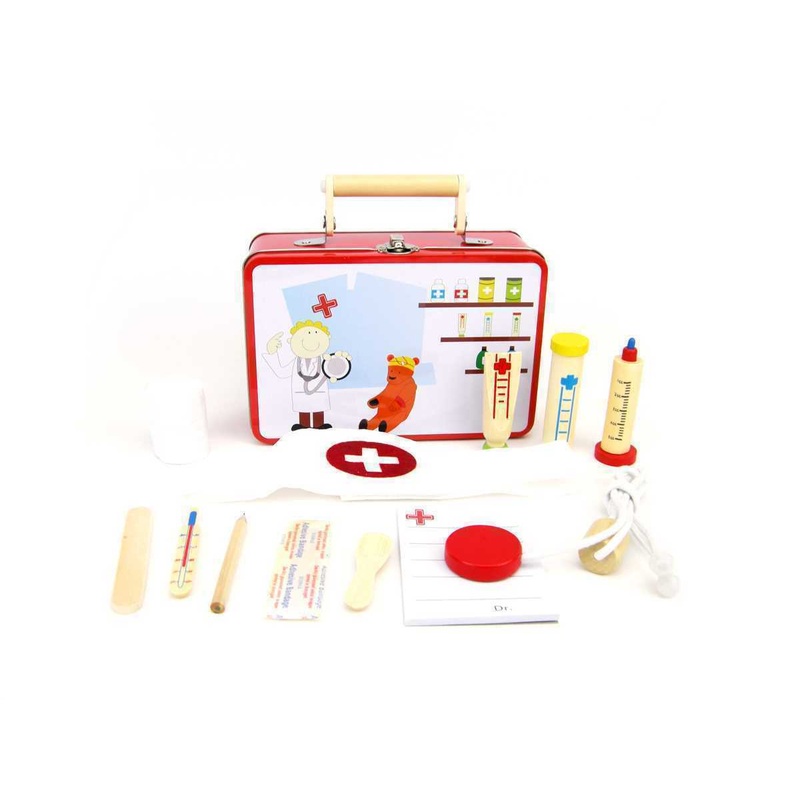 Wooden Doctor Play Set in Tin Suitcase