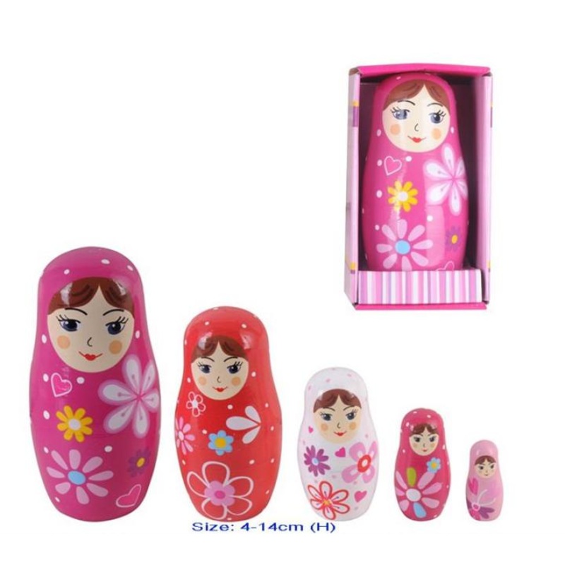 Wooden Girl Nesting Dolls Set