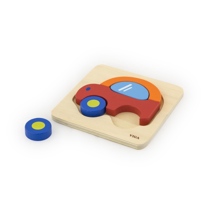 Wooden Shape Block Puzzle - Car