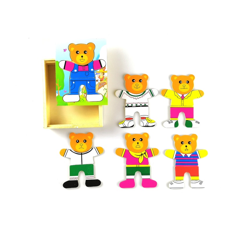 18pcs Mix & Match Dress Up Mama Bear Wooden Puzzle Set