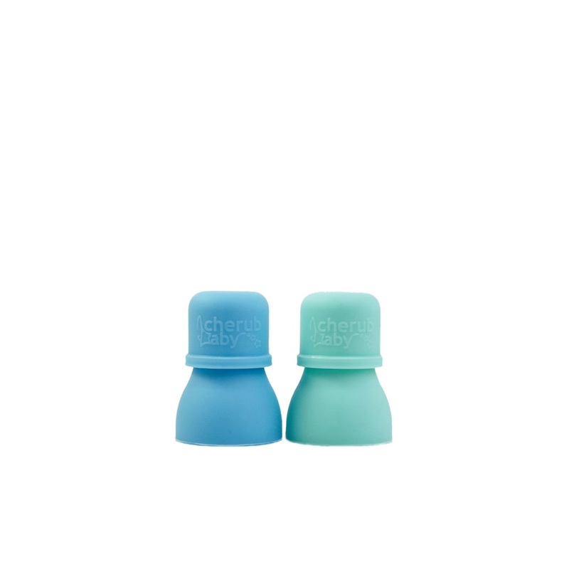 Cherub Baby - Silicone Food Pouch Soft Spouts 2PK (Blue & Green)