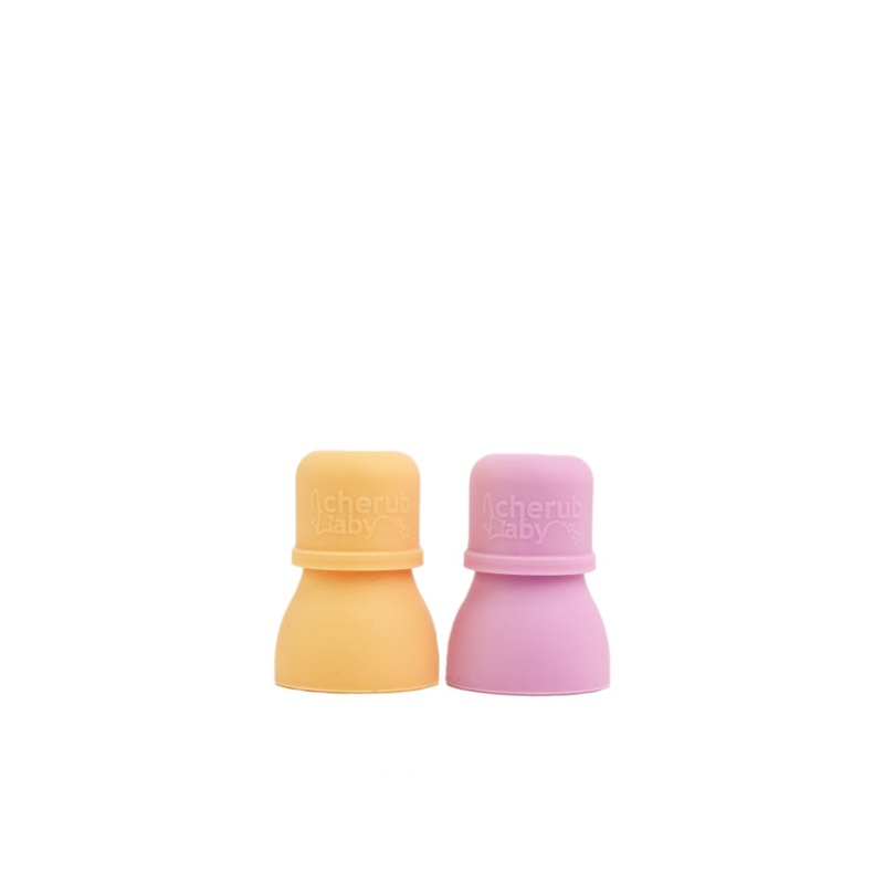 Cherub Baby - Silicone Food Pouch Soft Spouts 2PK (Pink & Orange)