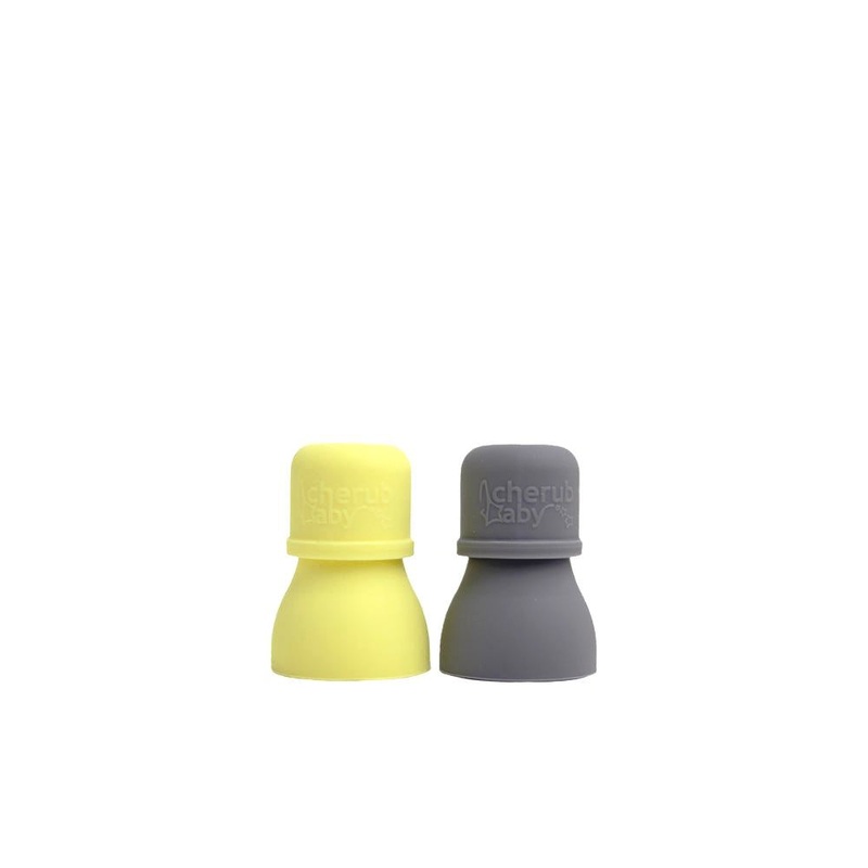 Cherub Baby - Silicone Food Pouch Soft Spouts 2PK (Yellow & Grey)