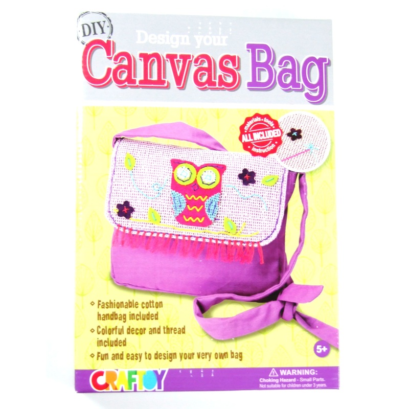 DIY Design Your Canvas Bag OWL Sewing Kit with safety needle