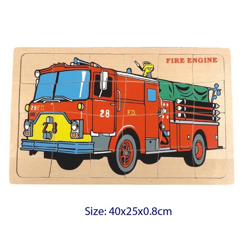 Fun Factory - 24 Pcs Wooden FIRE ENGINE Jigsaw Puzzle