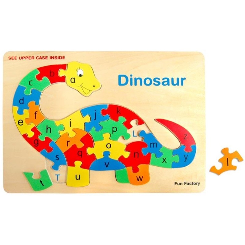 Fun Factory - Dinosaur Raised Wooden Puzzle Alphabet