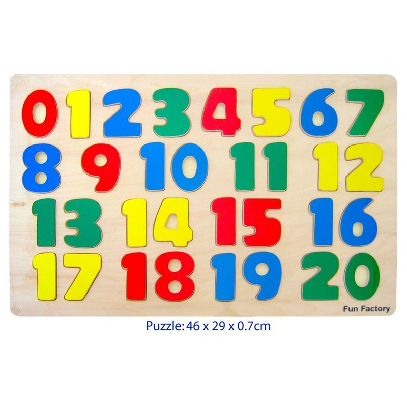 Fun Factory Large Raised Wooden Numbers 1-20 Puzzle