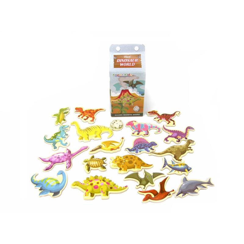 Kaper Kidz - 20 Pcs Wooden Magnetic Dinosaur World
