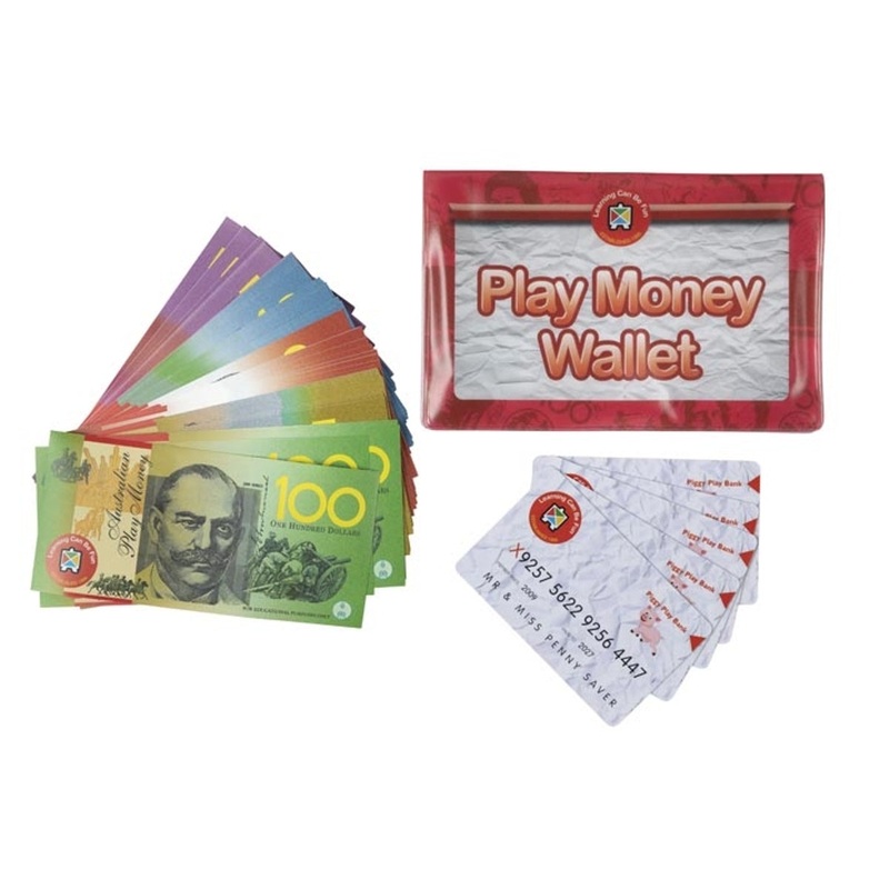 Learning Can Be Fun Play Money Includes Wallet, Notes & Credit Cards