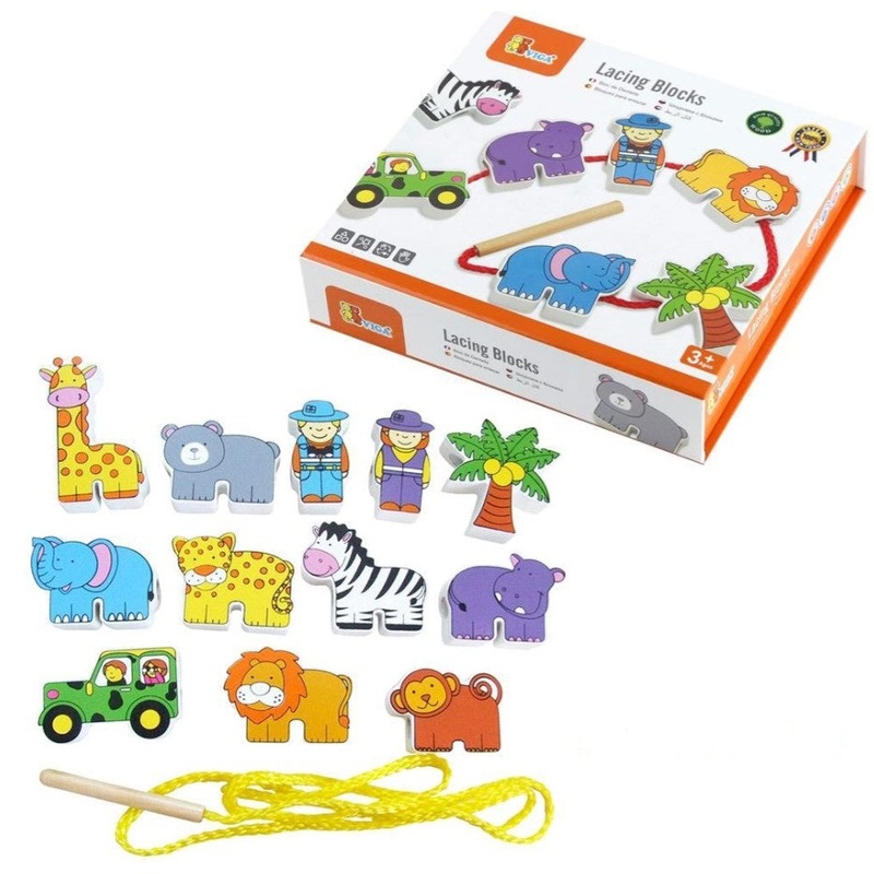 Viga Wooden Zoo Lacing Threading Blocks