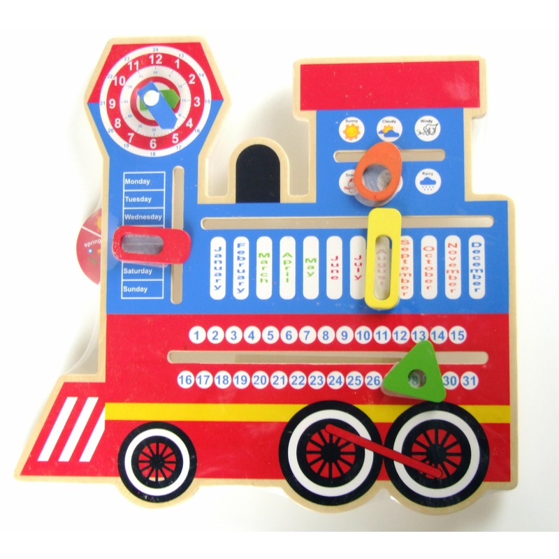 Wooden Train Calendar Clock and Weather Chart