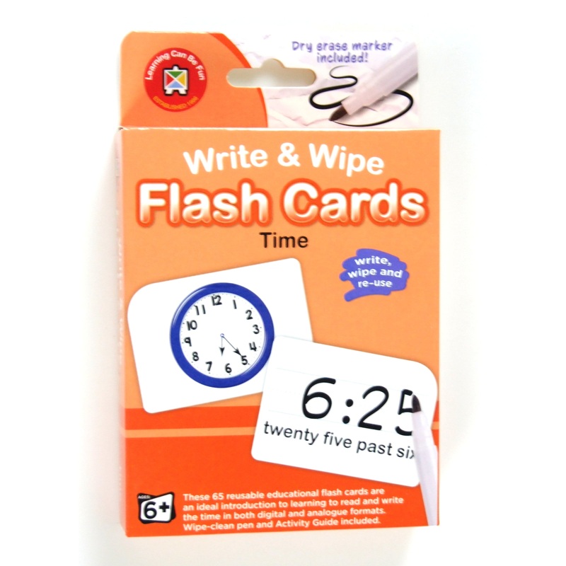 Write & Wipe Time Flash Cards with Dry erase Marker
