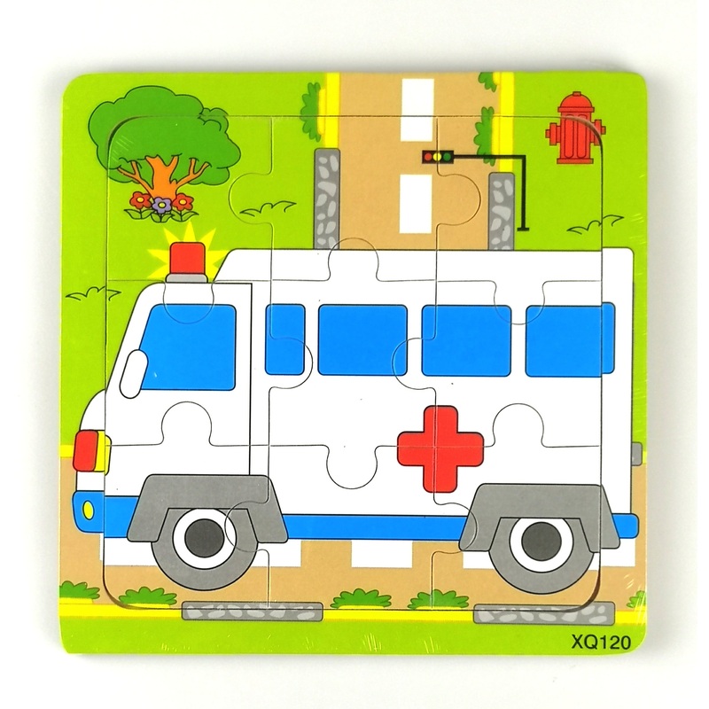 9 Pcs Wooden Ambulance Jigsaw Puzzle (XQ120)