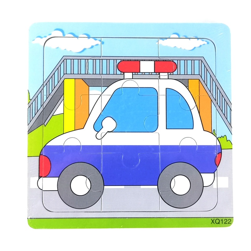 9 Pcs Wooden Police Car Jigsaw Puzzle (XQ122)