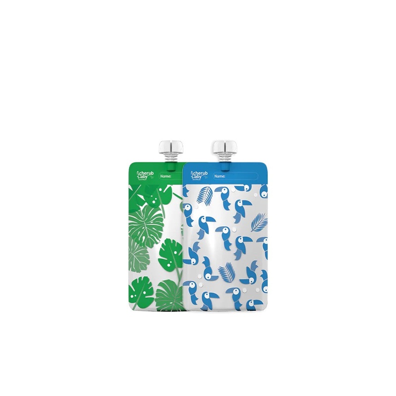 Cherub Baby - 10 On the Go Mini 120mL Food Pouches  Toucan Blue & Rainforest Green