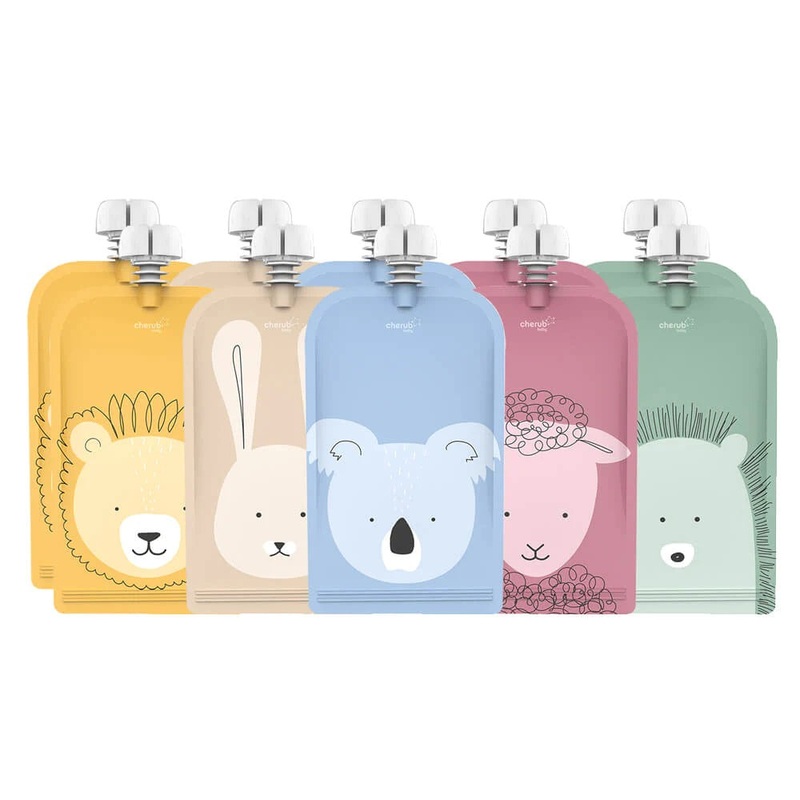 Cherub Baby - 10 On the Go Reusable Food Pouches - Animal Set 150ml