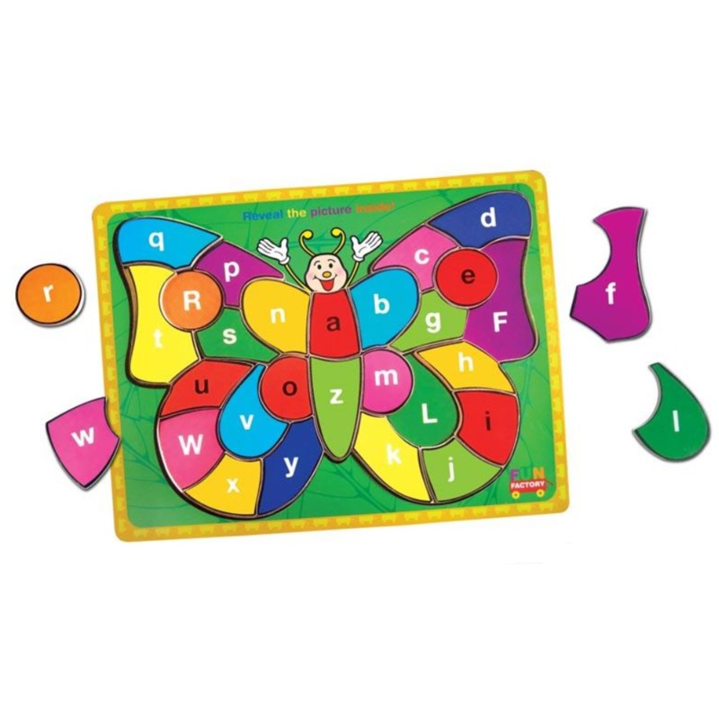 Fun Factory - Raised Wooden Puzzle Lower Alphabet -Butterfly