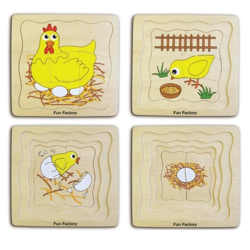 Fun Factory - Wooden Chicken 4 layer puzzle