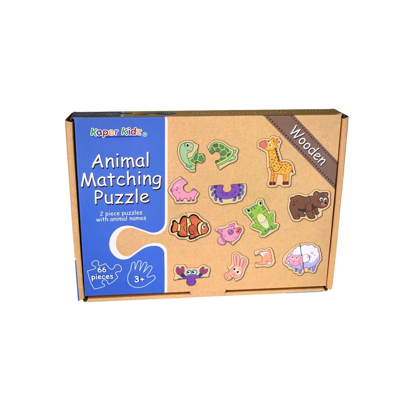 Kaper Kidz - Wooden 2 piece Animal Matching Puzzle (total 66pcs)