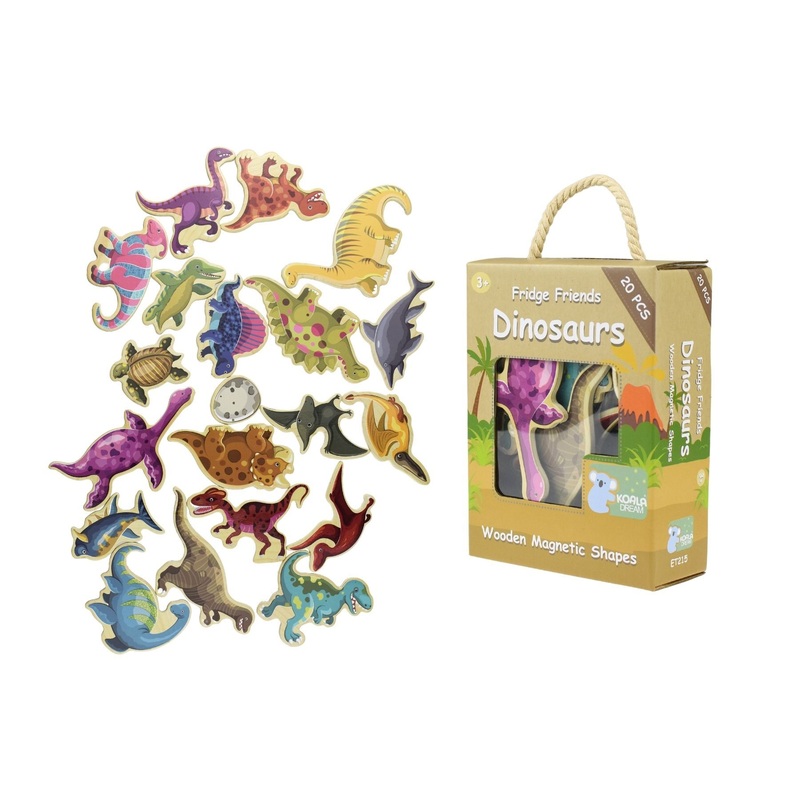 Koala Dream - 20 Pcs Wooden Magnetic Dinosaurs