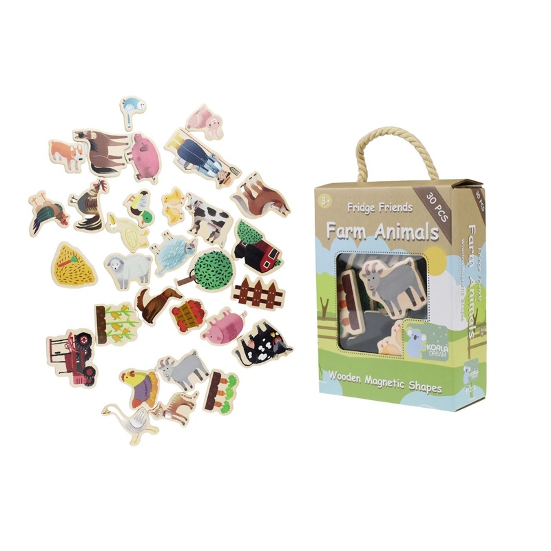 Koala Dream - 30 Pcs Wooden Magnetic Farmyard and Animals