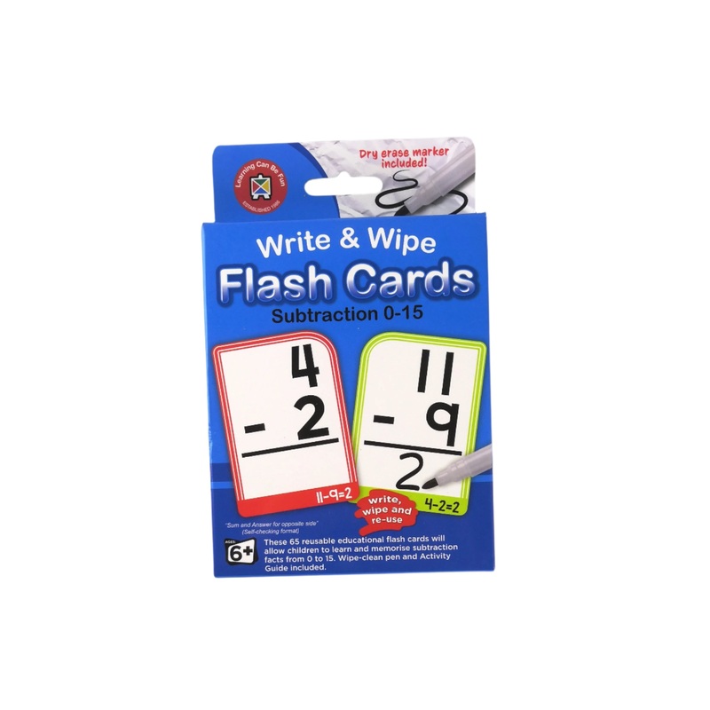 Substraction 0-15 Flash Cards with Dry erase Marker
