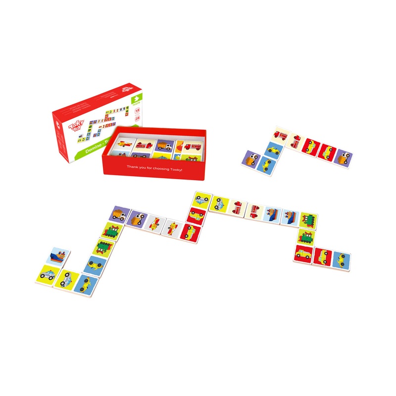 Tookytoy - 28 Pcs Wooden Domino Transportation