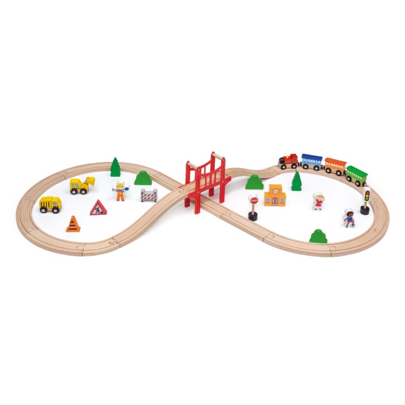Viga - 39 pcs Wooden TRAIN Set