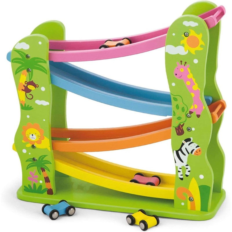 Viga - Wooden Race Car Slider with 4 Cars