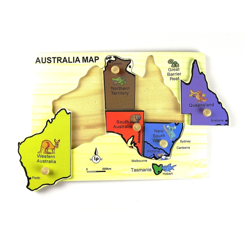 Wooden Puzzle with Knobs - Australia Map