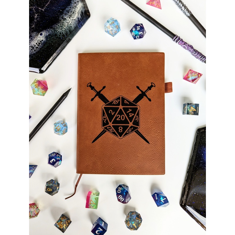 D20 Swords | Vegan Leather Mini Dot Journal