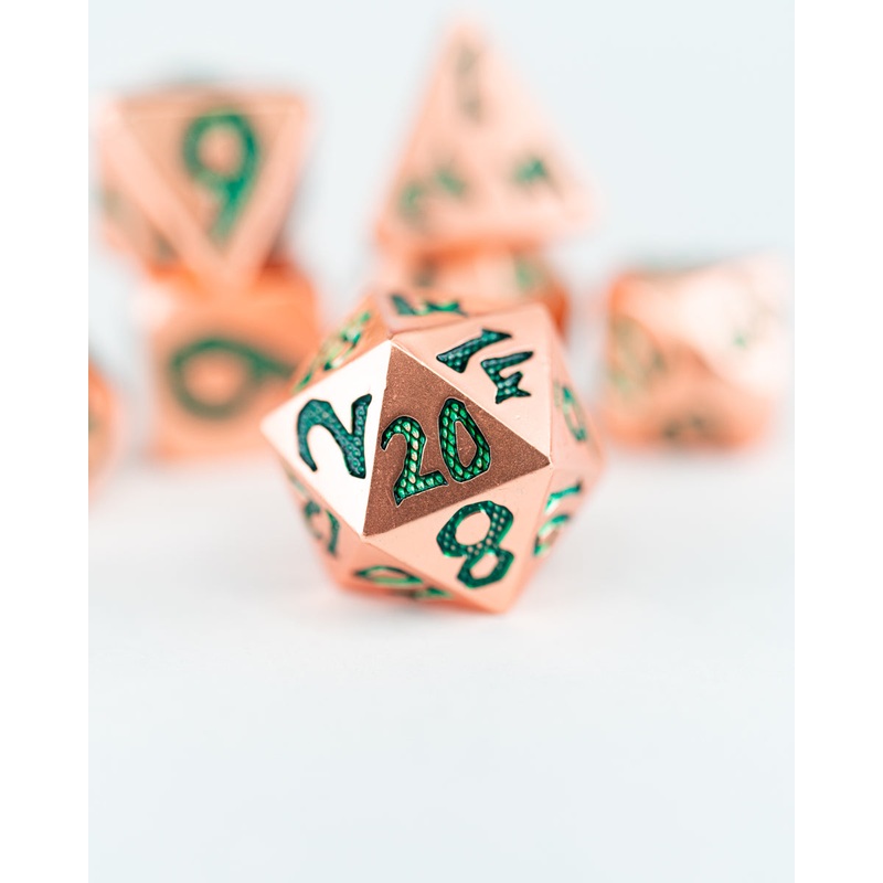 Ankh | Large Font | 7 Piece Metal Dice Set