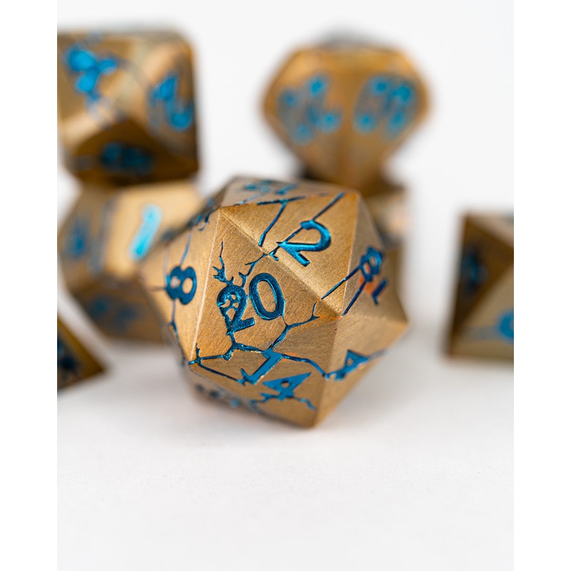 Broken Brass | 7 Piece Metal Dice Set
