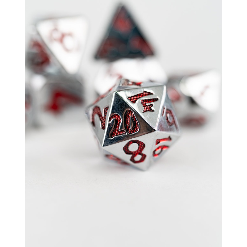 Cat O' Nine Tails | Large Font | 7 Piece Metal Dice Set