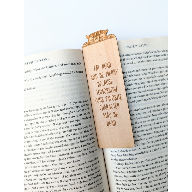 Eat, Read, and Be Merry | Engraved Wooden Bookmark (T)