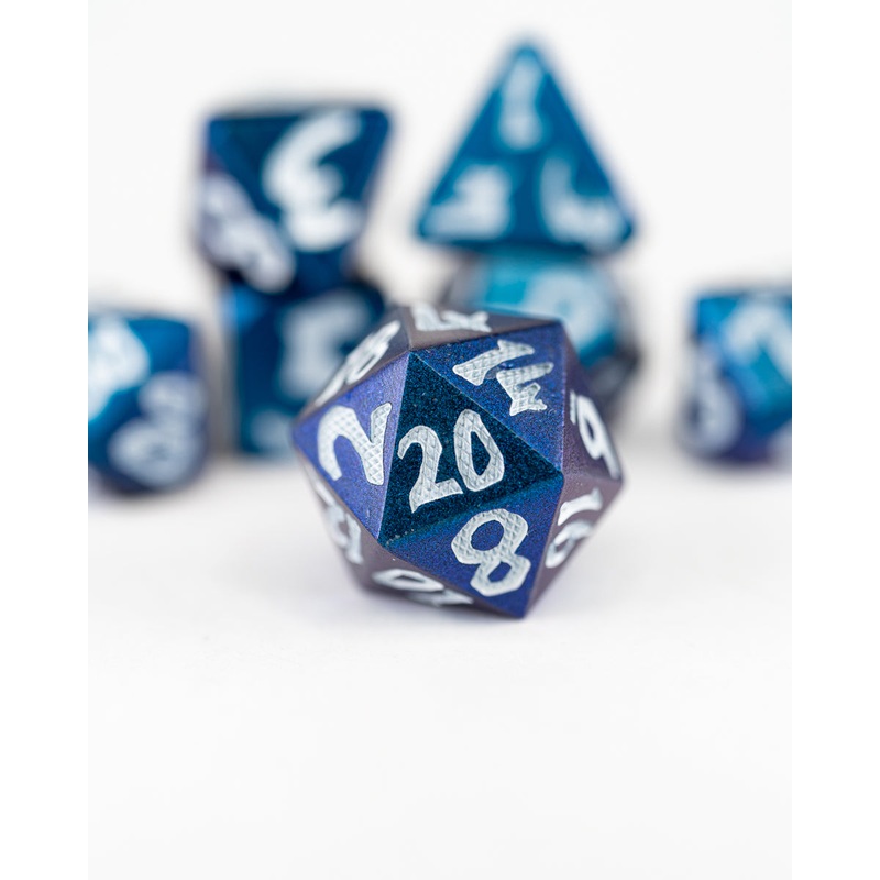 Eye of Bucephalus | Large Font | 7 Piece Metal Dice Set
