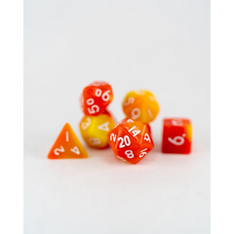 Flameseed | 7 Piece Mini Acrylic Polyhedral Dice Set