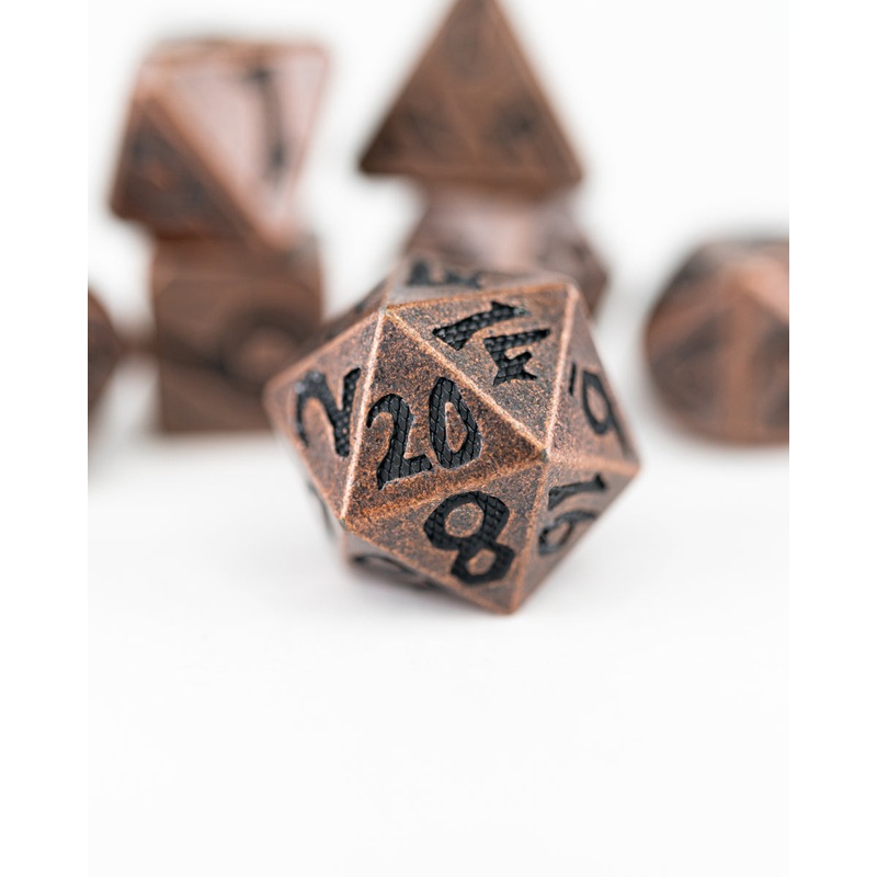 Hammer and Anvil | Large Font | 7 Piece Metal Dice Set