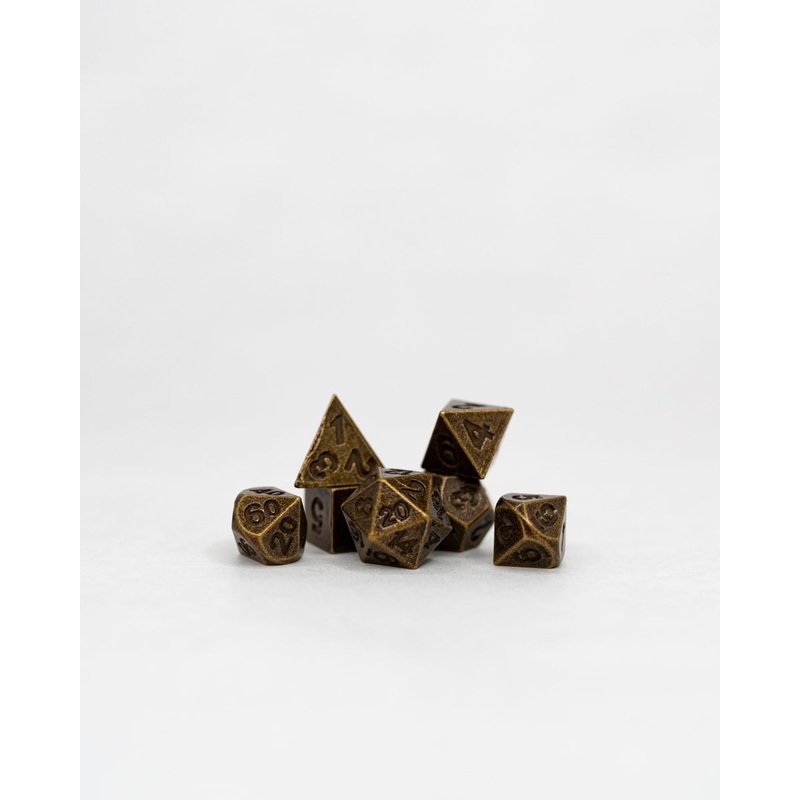 Jackrock | Brass | 7 Piece Micro Mini Metal Dice Set