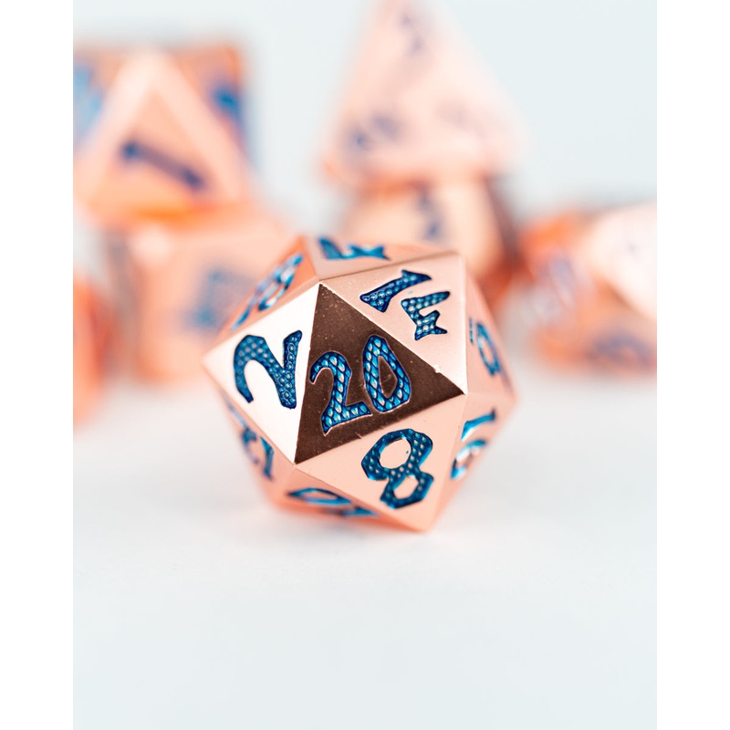 Kupfernickel | Large Font | 7 Piece Metal Dice Set