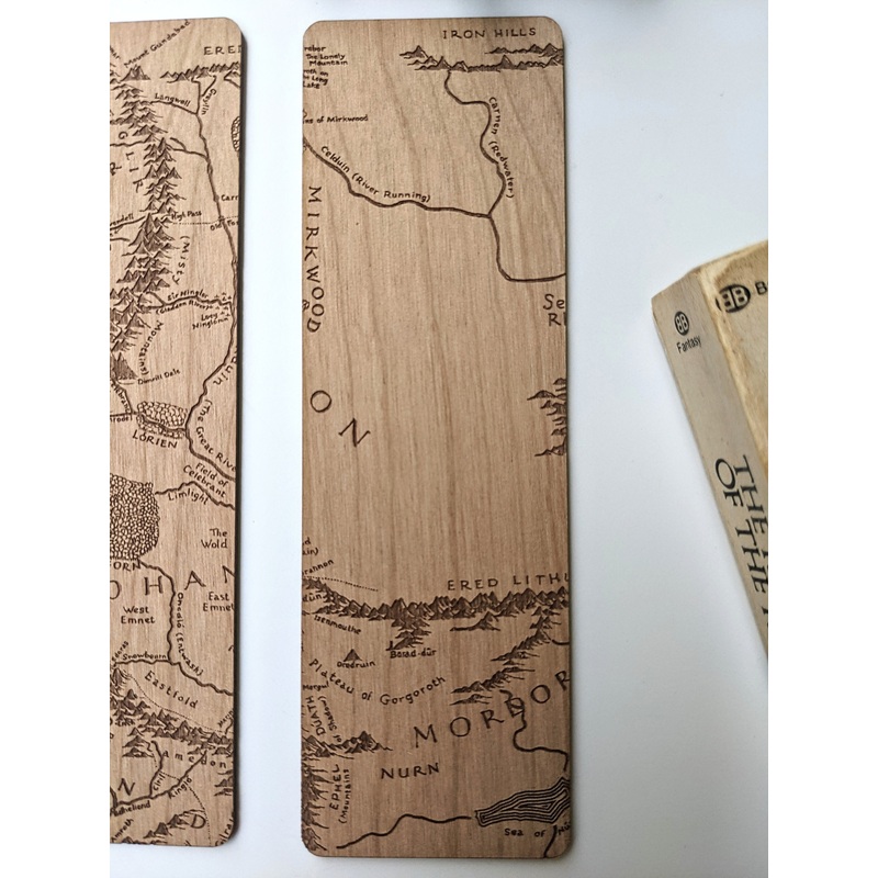 LOTR Mordor Map | Tolkien | Engraved Wooden Bookmark (T)