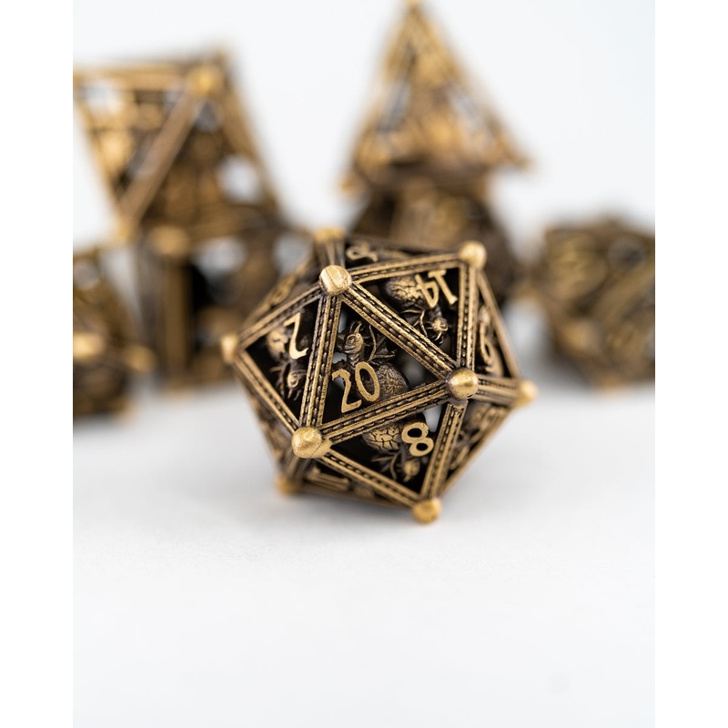 Lullaby | Hollow | 7 Piece Metal Dice Set