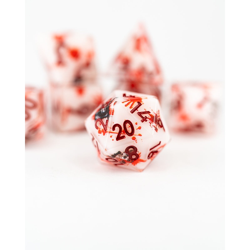 Macabre | Double Cast | 7 Piece Sharp Edge Resin Dice Set