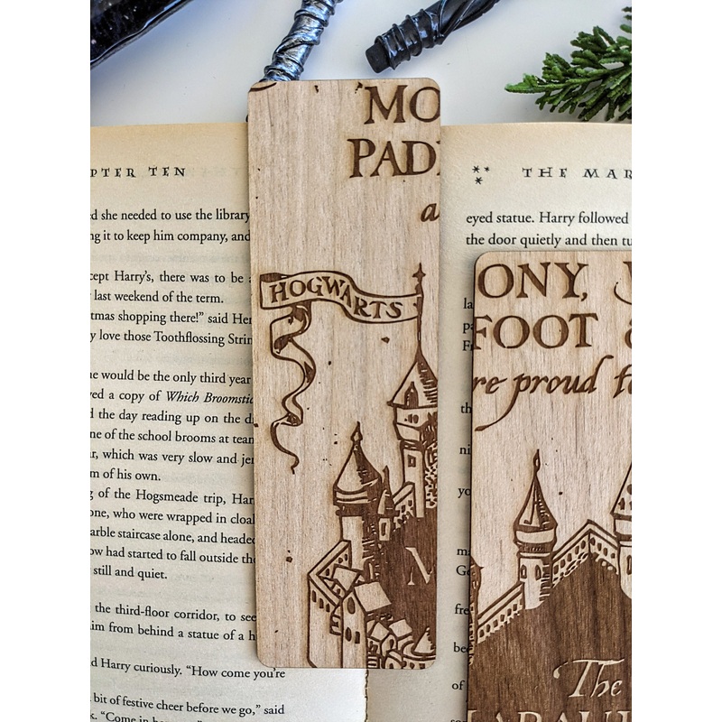 Marauder's Map Part 1 | Harry Potter | Engraved Wooden Bookmark (T)