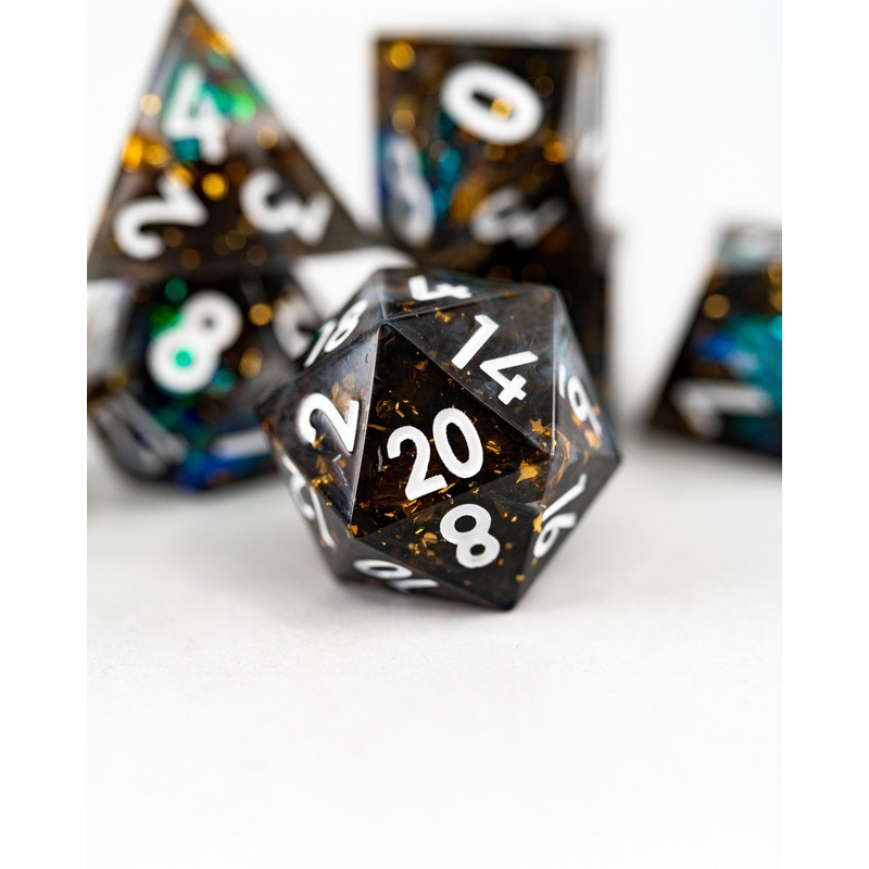 Pieces of Eight | 7 Piece Sharp Edge Resin Dice Set