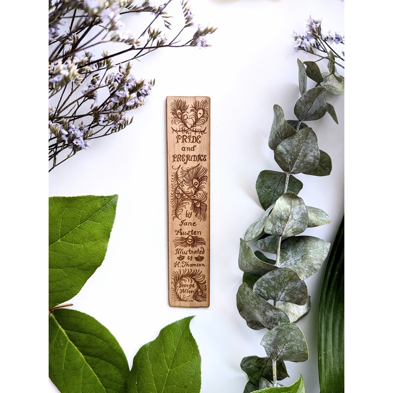 Pride and Prejudice Book Spine | Engraved Wooden Bookmark (T)